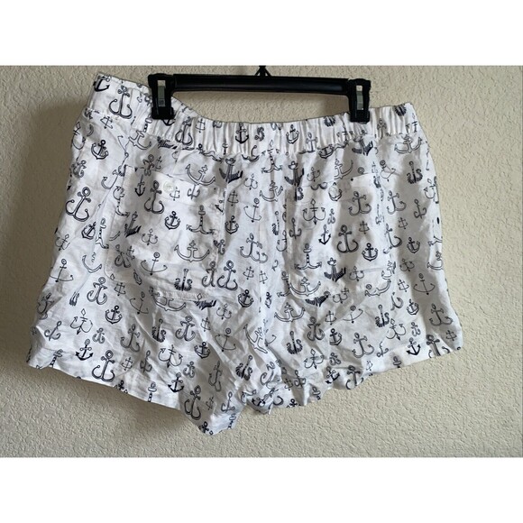 linen shorts Anchor Boat Nautical XL Elastic Waist Liz Claiborne Beach Lake - Picture 7 of 10